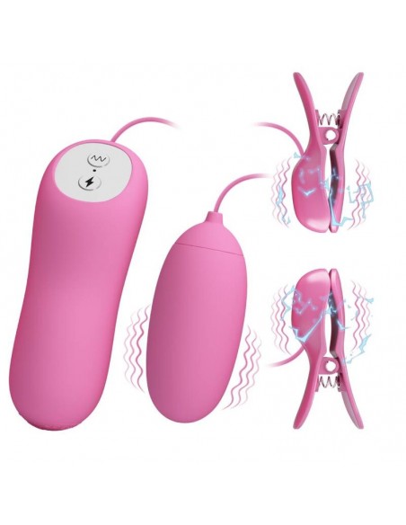 PRETTY LOVE PINZAS CON VIBRACIoN Y ELETROSHOCK ROSA