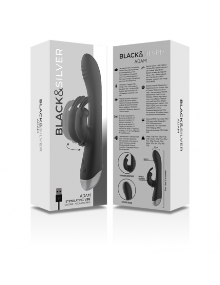 BLACKSILVER ADAM ESTIMULADOR RABBIT SILICONA RECARGABLE NEGRO