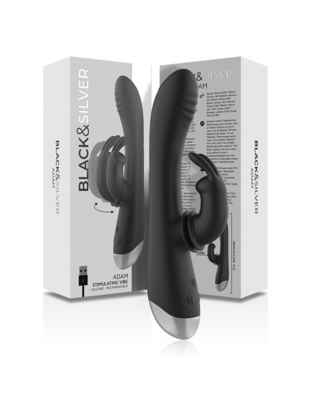 BLACKSILVER ADAM ESTIMULADOR RABBIT SILICONA RECARGABLE NEGRO