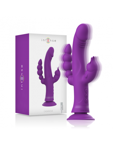 INTENSE CASANOVA VIBRADOR RABBIT SILICONA TRIPLE MOTOR MORADO
