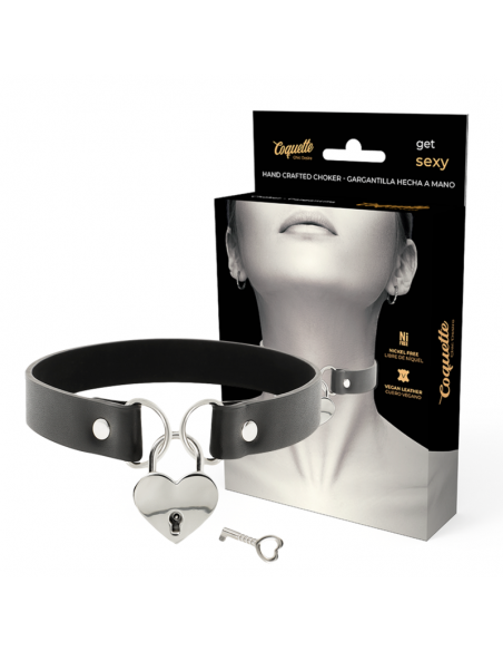 COQUETTE CHIC DESIRE COLLAR CUERO VEGANO ACCESORIO CORAZoN CON LLAVE