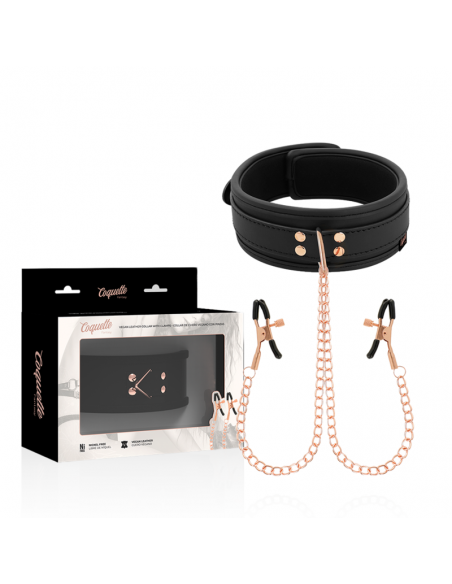 COQUETTE CHIC DESIRE FANTASY COLLAR CON PINZAS PEZONES CON FORRO DE NEOPRENO