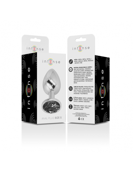 INTENSE PLUG ANAL METAL CON CRISTAL NEGRO TALLA S