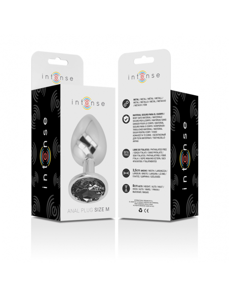 INTENSE PLUG ANAL METAL CON CRISTAL NEGRO TALLA M