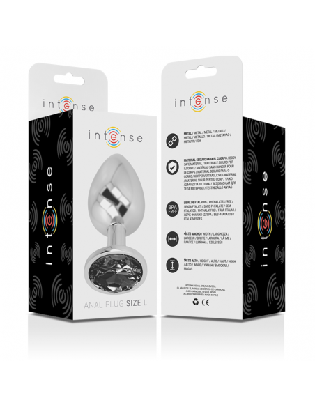 INTENSE PLUG ANAL METAL CON CRISTAL NEGRO TALLA L