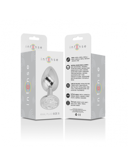 INTENSE PLUG ANAL METAL CON CRISTAL PLATA TALLA S