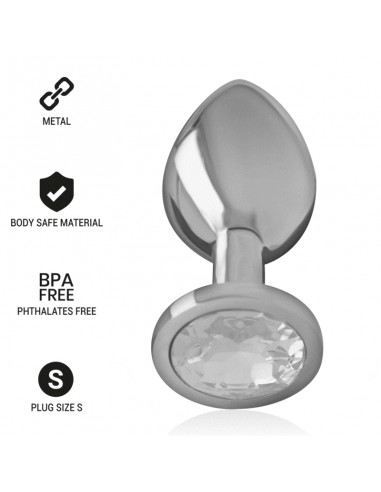 INTENSE PLUG ANAL METAL CON CRISTAL PLATA TALLA S