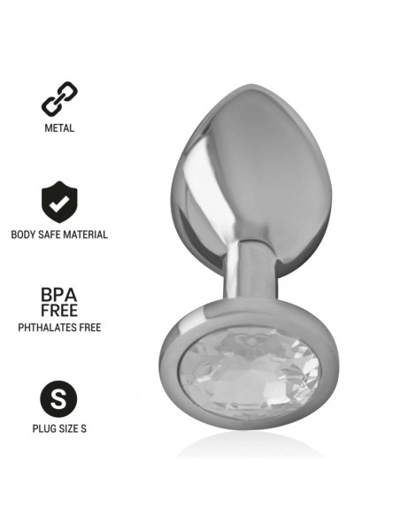 INTENSE PLUG ANAL METAL CON CRISTAL PLATA TALLA S