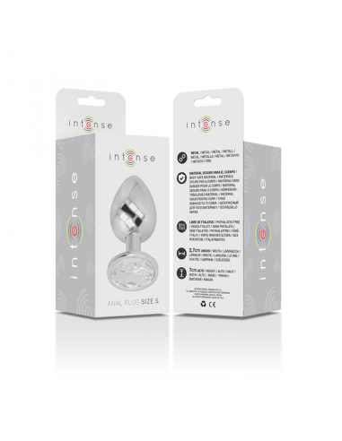 INTENSE PLUG ANAL METAL CON CRISTAL PLATA TALLA S