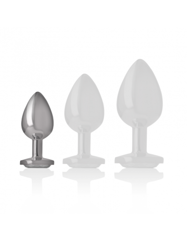 INTENSE PLUG ANAL METAL CON CRISTAL PLATA TALLA S