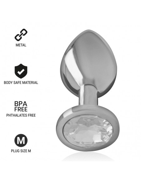 INTENSE PLUG ANAL METAL CON CRISTAL PLATA TALLA M