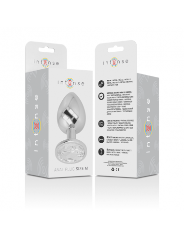 INTENSE PLUG ANAL METAL CON CRISTAL PLATA TALLA M
