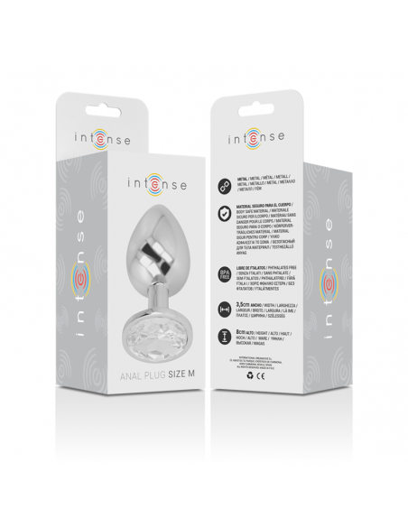 INTENSE PLUG ANAL METAL CON CRISTAL PLATA TALLA M