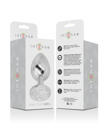 INTENSE PLUG ANAL METAL CON CRISTAL PLATA TALLA L