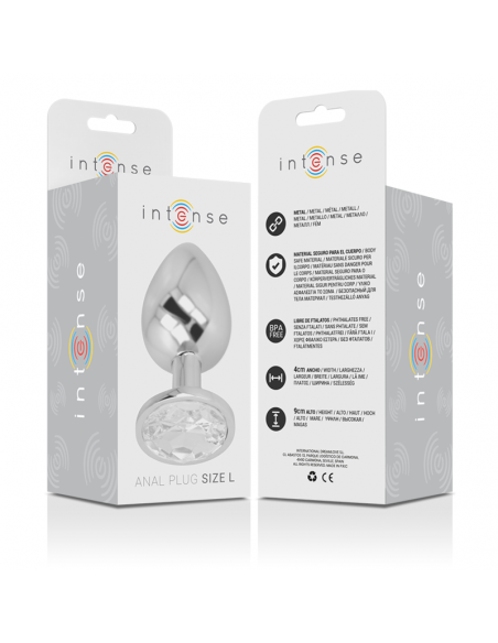 INTENSE PLUG ANAL METAL CON CRISTAL PLATA TALLA L