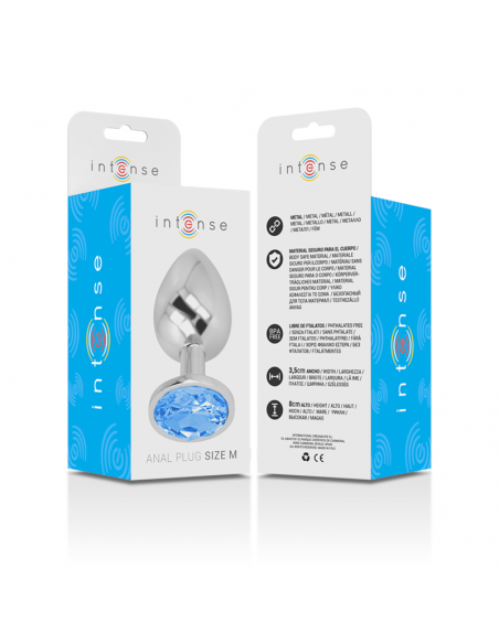 INTENSE PLUG ANAL METAL CON CRISTAL AZUL TALLA M