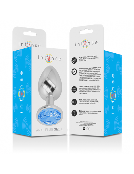 INTENSE PLUG ANAL METAL CON CRISTAL AZUL TALLA L