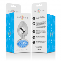 INTENSE PLUG ANAL METAL CON CRISTAL AZUL TALLA L 2