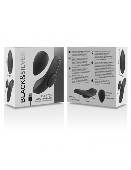BLACKSILVER PRESTON PANTIE VIBRADOR SILICONA RECARGABLE NEGRO