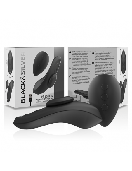 BLACKSILVER PRESTON PANTIE VIBRADOR SILICONA RECARGABLE NEGRO