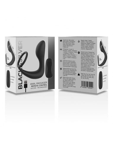 BLACKSILVER MASAJEADOR ANAL CONTROL REMOTO SILICONA RECARGABLE NEGRO