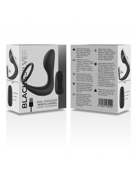 BLACKSILVER MASAJEADOR ANAL CONTROL REMOTO SILICONA RECARGABLE NEGRO