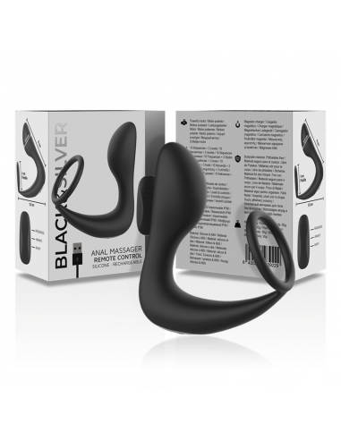 BLACKSILVER MASAJEADOR ANAL CONTROL REMOTO SILICONA RECARGABLE NEGRO