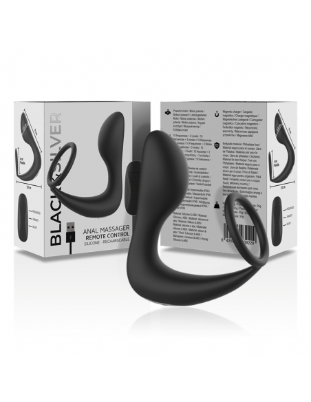 BLACKSILVER MASAJEADOR ANAL CONTROL REMOTO SILICONA RECARGABLE NEGRO
