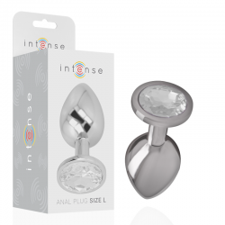 INTENSE PLUG ANAL METAL CON CRISTAL PLATA TALLA L