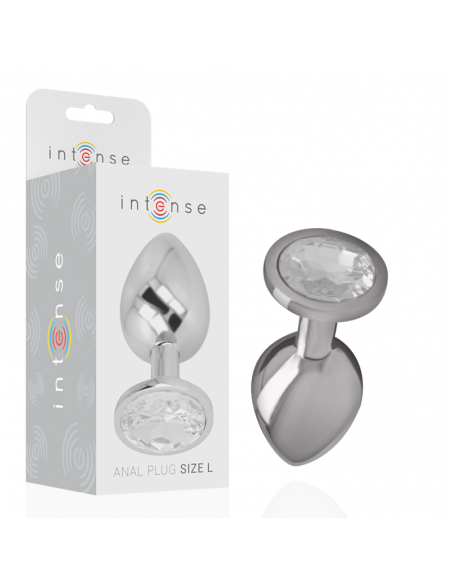 INTENSE PLUG ANAL METAL CON CRISTAL PLATA TALLA L
