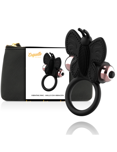 COQUETTE COCK RING BUTTERFLY ANILLO VIBRADOR NEGRO GOLD