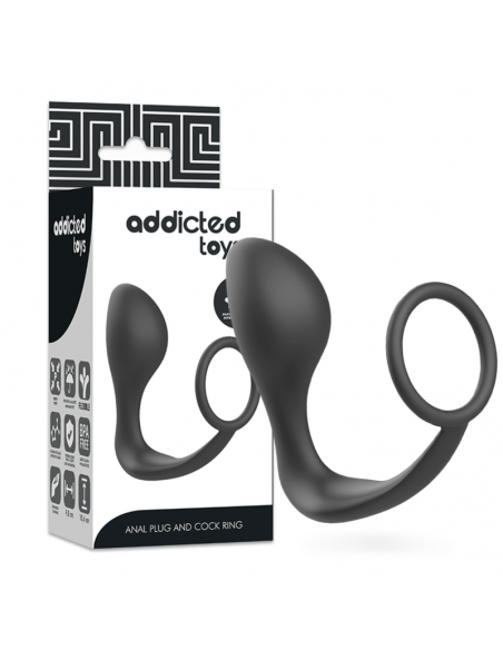 ADDICTED TOYS PLUG ANAL CON ANILLO SILICONA NEGRO