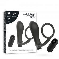 ADDICTED TOYS ANILLA PENE CON PLUG ANAL CONTROL REMOTO NEGRO RECARGABLE