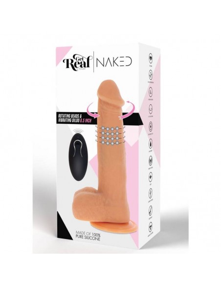 GET REAL DILDO VIBRADOR CON BOLAS GIRATORIAS NATURAL