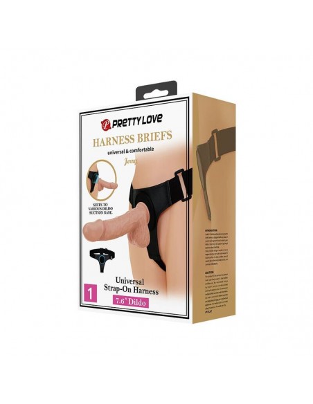 PRETTY LOVE HARNESS BRIEFS ARNeS UNIVERSAL CON DILDO JERRY 218 CM NATURAL
