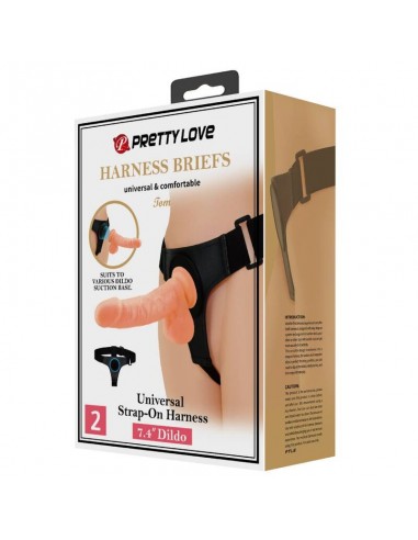 PRETTY LOVE HARNESS BRIEFS ARNeS UNIVERSAL CON DILDO TOM 20 CM NATURAL