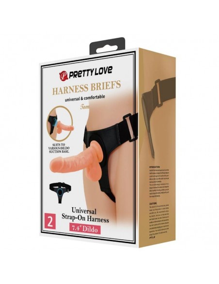 PRETTY LOVE HARNESS BRIEFS ARNeS UNIVERSAL CON DILDO TOM 20 CM NATURAL