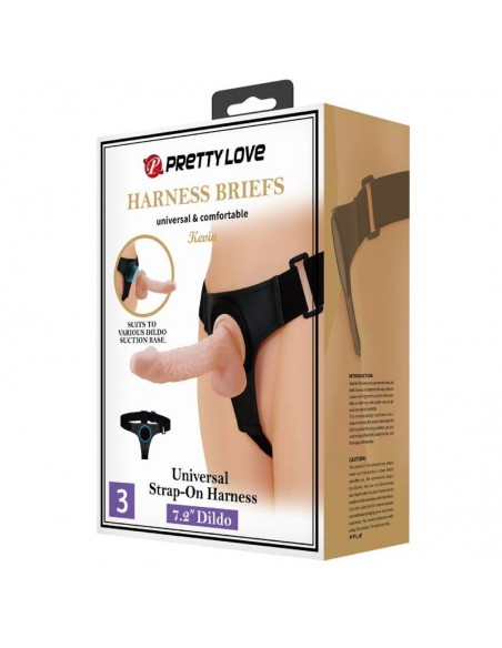 PRETTY LOVE HARNESS BRIEFS ARNeS UNIVERSAL CON DILDO KEVIN 19 CM NATURAL