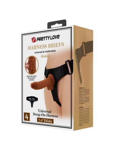 PRETTY LOVE HARNESS BRIEFS ARNeS UNIVERSAL CON DILDO MICHEAL 20 CM NEGRO