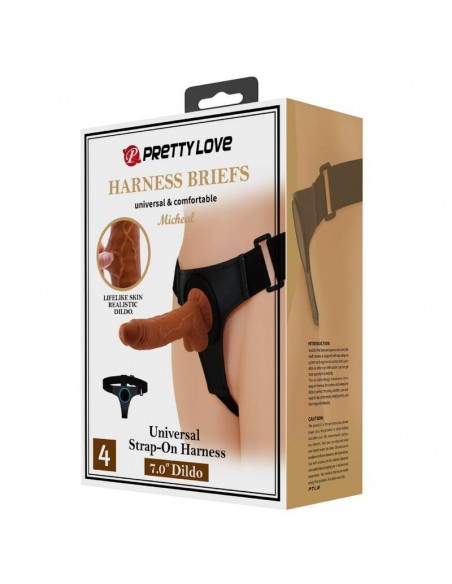 PRETTY LOVE HARNESS BRIEFS ARNeS UNIVERSAL CON DILDO MICHEAL 20 CM NEGRO