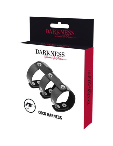 DARKNESS ANILLO DOBLE PENE Y TESTICULOS AJUSTABLE LEATHER