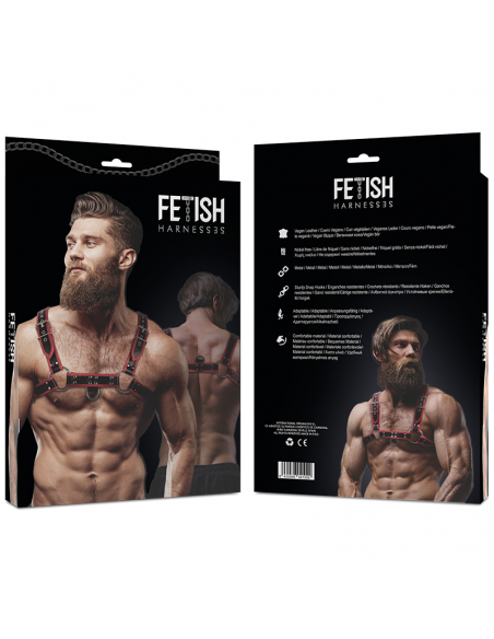 FETISH SUBMISSIVE ACTITUDE ARNeS ECOPIEL PECHO HOMBRE NEGRO ROJO