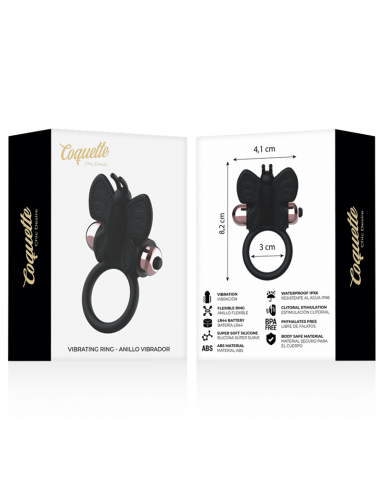 COQUETTE CHIC DESIRE COCK RING BUTTERFLY ANILLO VIBRADOR NEGRO GOLD