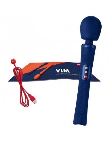 FUN FACTORY VIM WAND RUMBLE VIBRADOR RECARGABLE SILICONA AZUL MEDIANOCHE