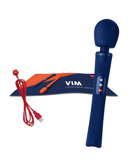 FUN FACTORY VIM WAND RUMBLE VIBRADOR RECARGABLE SILICONA AZUL MEDIANOCHE