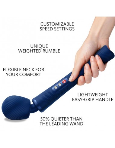 FUN FACTORY VIM WAND RUMBLE VIBRADOR RECARGABLE SILICONA AZUL MEDIANOCHE