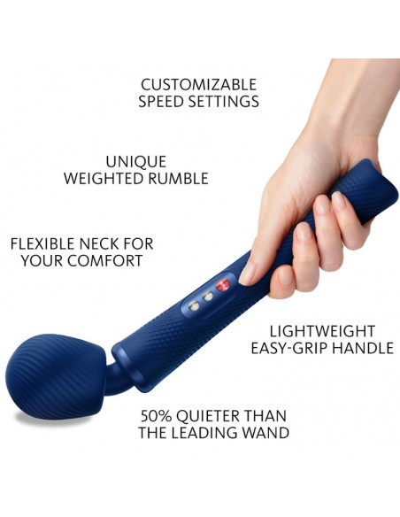 FUN FACTORY VIM WAND RUMBLE VIBRADOR RECARGABLE SILICONA AZUL MEDIANOCHE