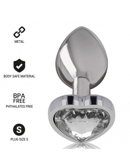 INTENSE PLUG ANAL METAL ALUMINIO CORAZoN BLANCO TALLA S