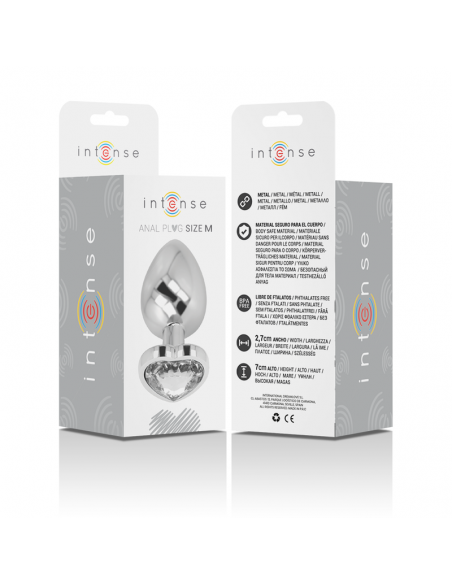 INTENSE PLUG ANAL METAL ALUMINIO CORAZoN BLANCO TALLA M