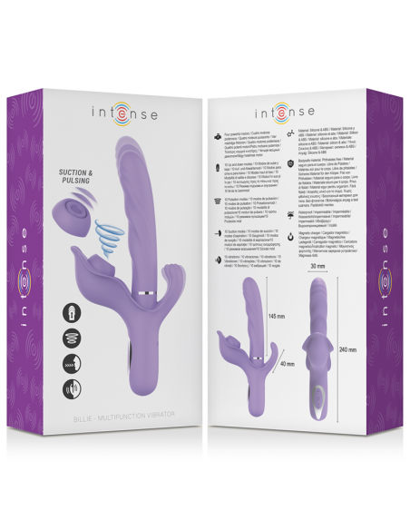 INTENSE BILLIE VIBRADOR MULTIFUNCIoN RECARGABLE SUCCIONADOR CON PULSADOR MORADO